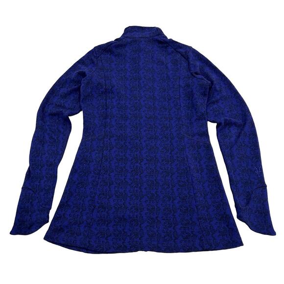 Ibex Juliet Merino Long Jacket Womens Size XS Blue Jacquard Knit Full Zip - Picture 3 of 7
